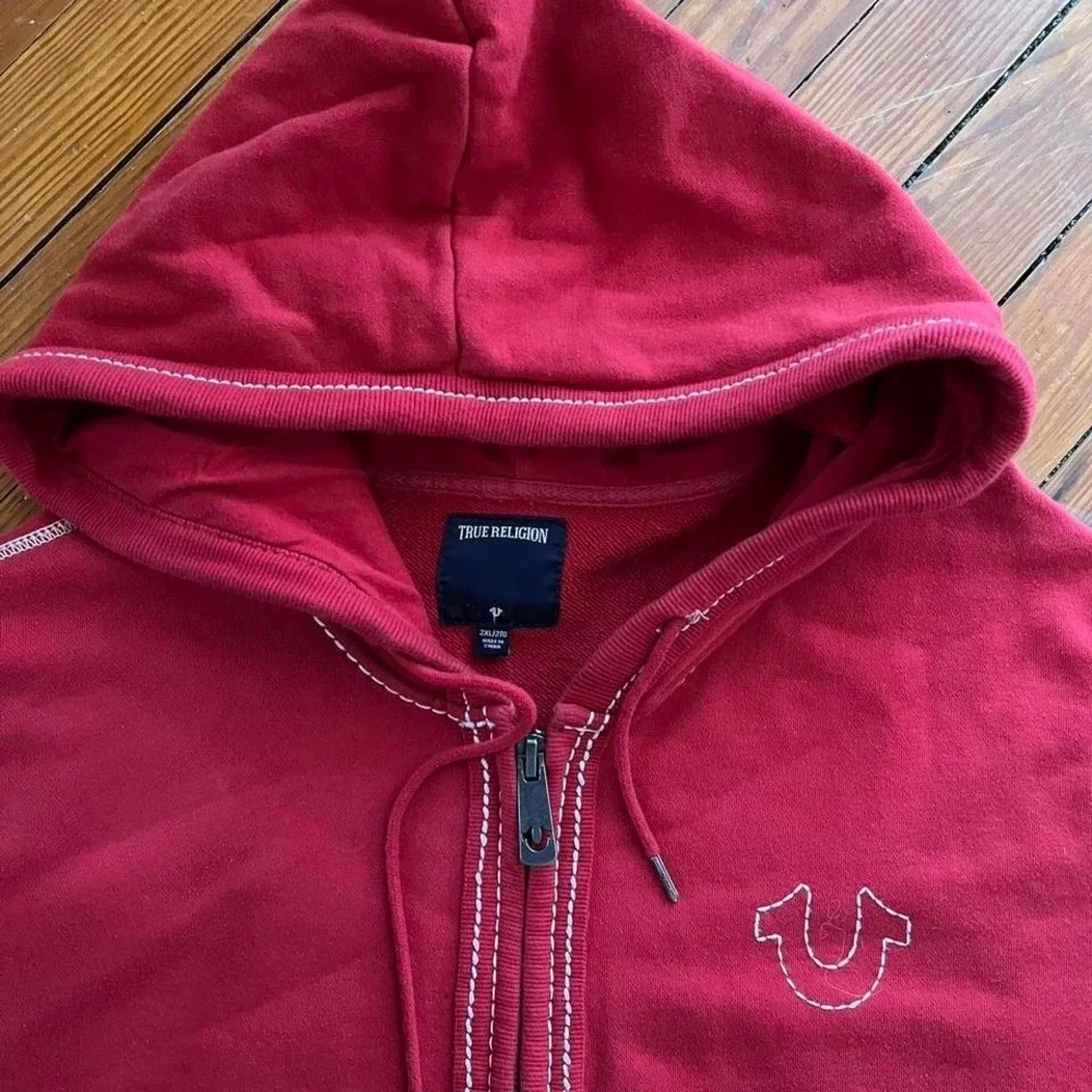 Y2K 2000s True Religion zip up hoodie size 2XL